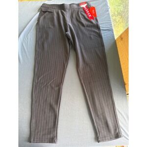 Maze Collection Scuba Fleece Lined Plaid Pants Grey Windowpane Pull On Large
